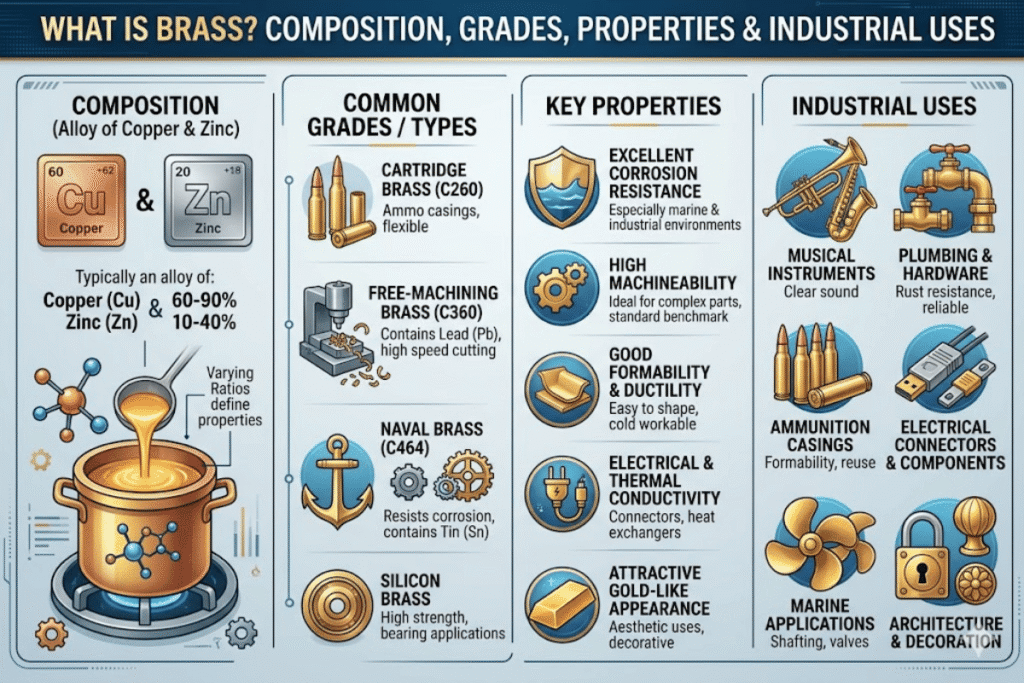What Is Brass Composition, Grades, Properties & Industrial Uses