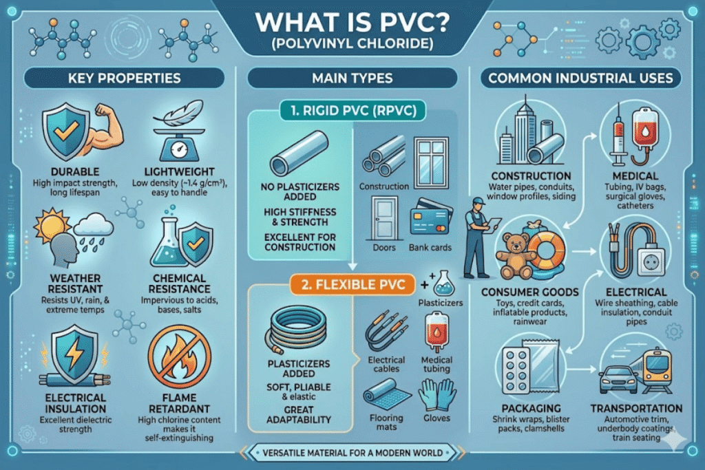 What Is PVC Polyvinyl Chloride Properties, Types & Uses