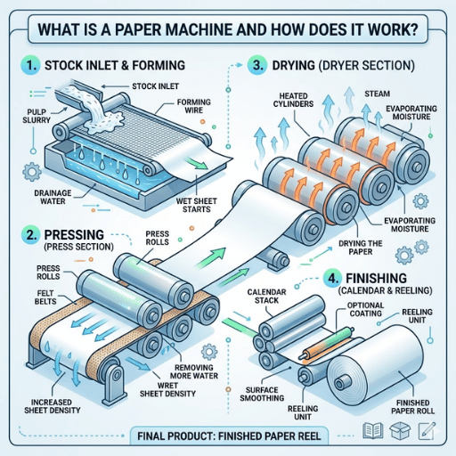 Wat is een papiermachine en hoe werkt deze?