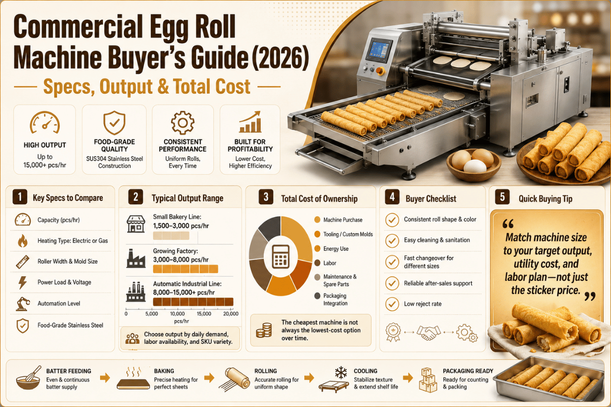 Commercial Egg Roll Machine Buyer's Guide (2026): Specs, Output & Total Cost