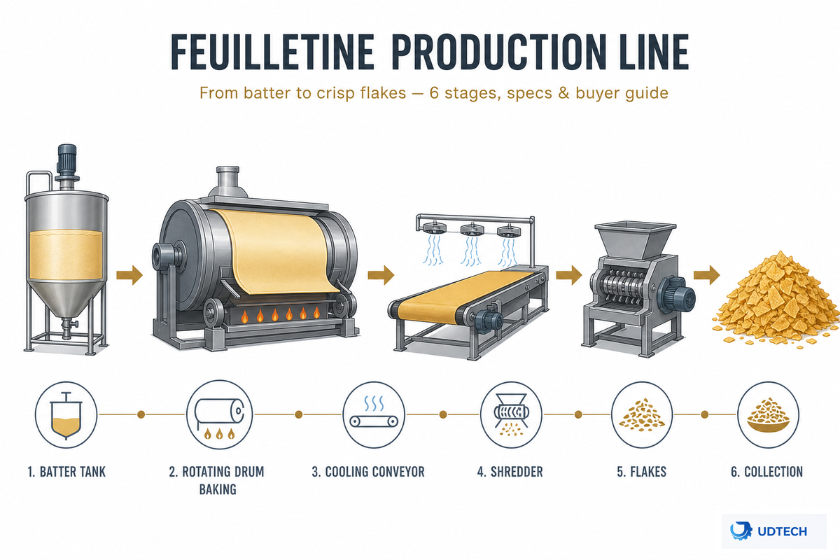 Feuilletine Production Line: 6 Stages, Specs & Cost