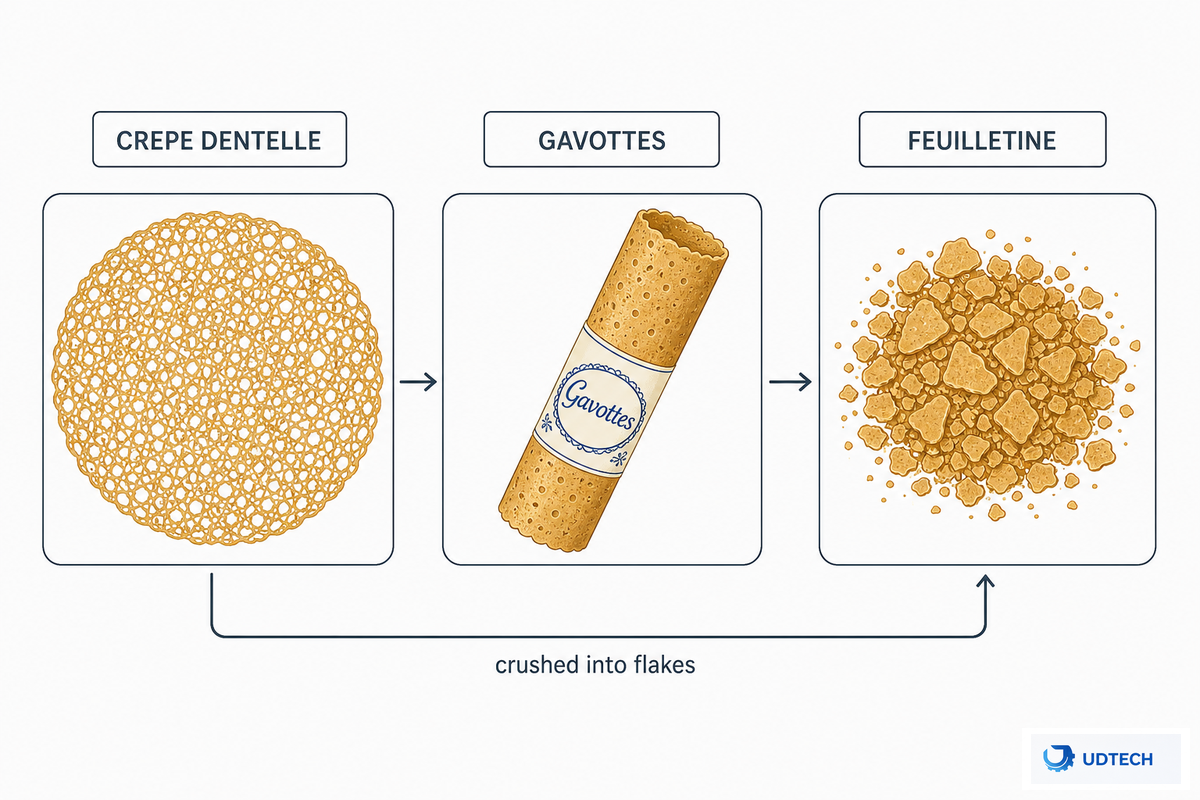 What Is Feuilletine? Crêpe Dentelle, Gavottes & Pailleté Explained — UDTECH