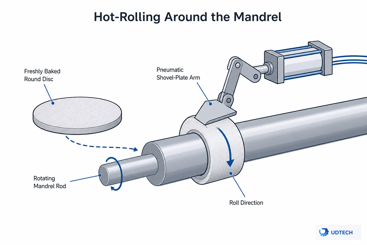 Stage 3, Hot-Rolling the Wafer Around the Mandrel — UDTECH