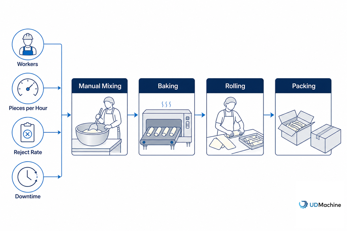 Step 1: Build The Manual Egg Roll Production Baseline — UDTECH