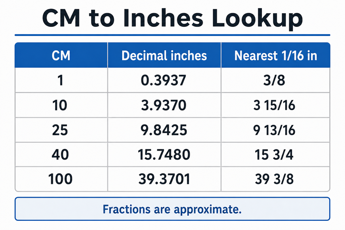 CM to Inches Chart for Common Product Dimensions — UDTECH