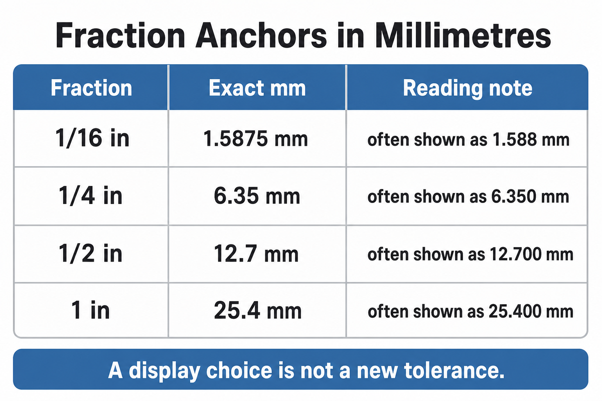 Inches to MM Chart for Common Fractions — UDTECH